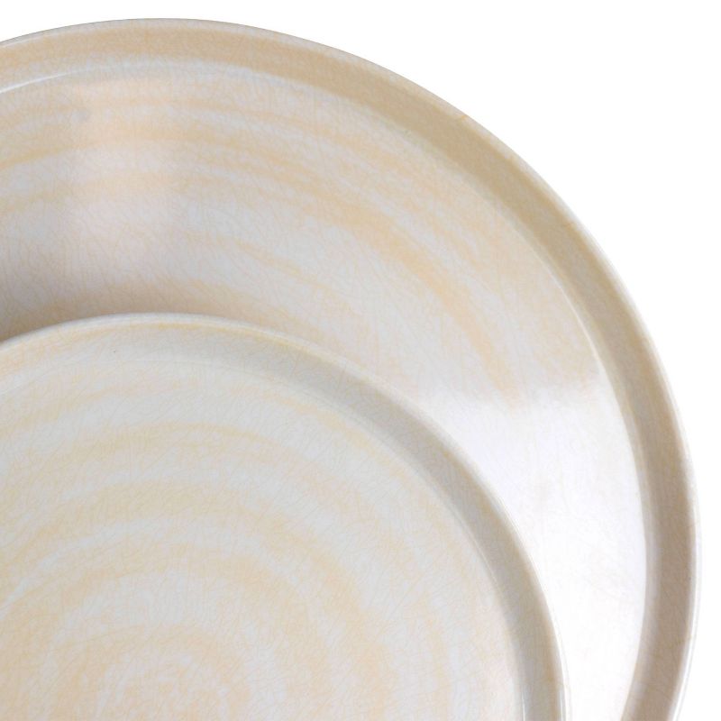 12pc Melamine Crafted Clay Dinnerware Set Cream - Elama