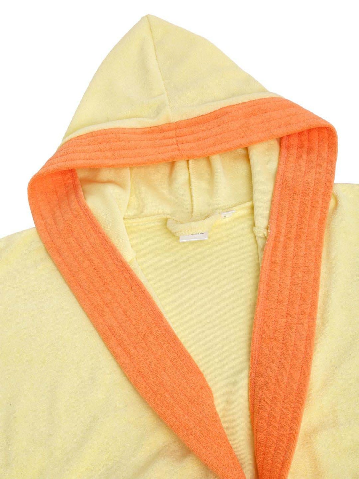 Creeva Melodious Yellow & Orange Micro Terry 225 GSM Kids Hooded Bathrobe 4-5 Years With Pocket