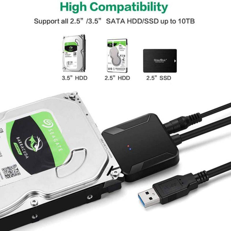 USB 3.0 to SATA Adapter Cable for 2.5" 3.5" SSD/HDD Drives, SATA to USB 3.0 External Converter 22 pin Hard Drive Connector