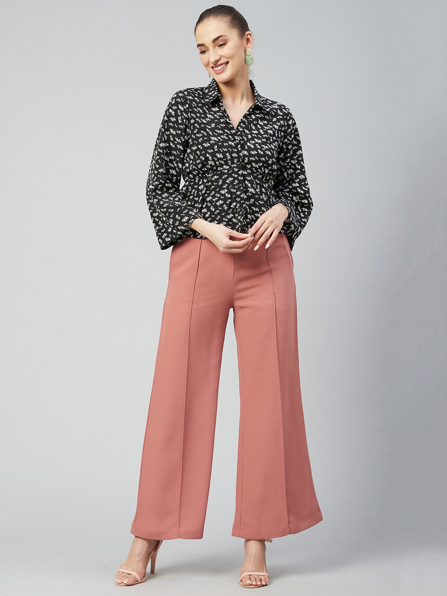 Rare Black Floral Print Top