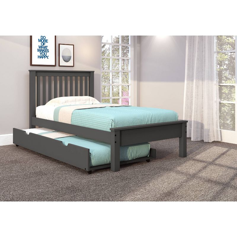Twin Contempo Bed with Trundle Bed Dark Gray - Donco Kids