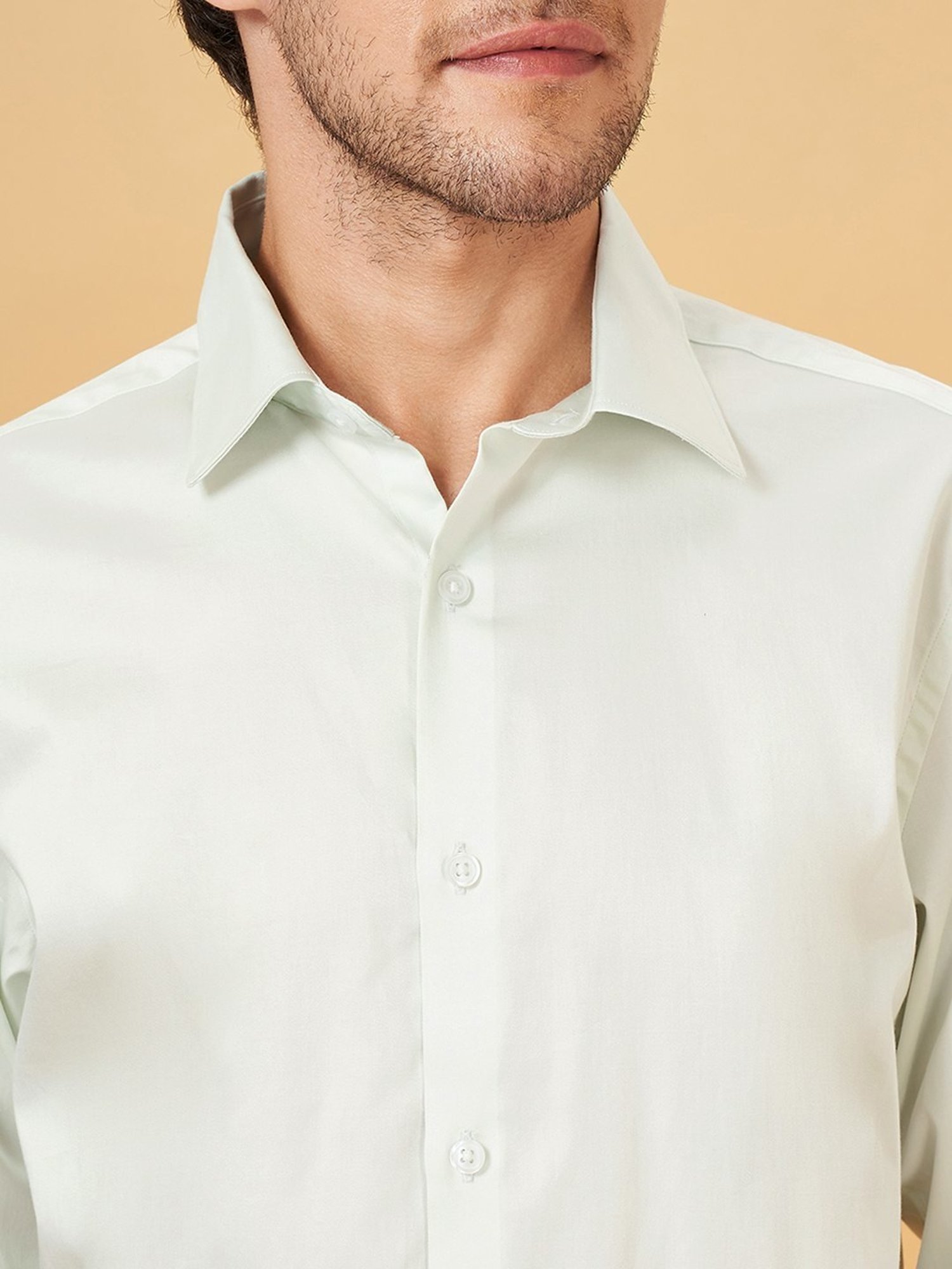 Peregrine By Pantaloons Bright White Cotton Slim Fit Shirt