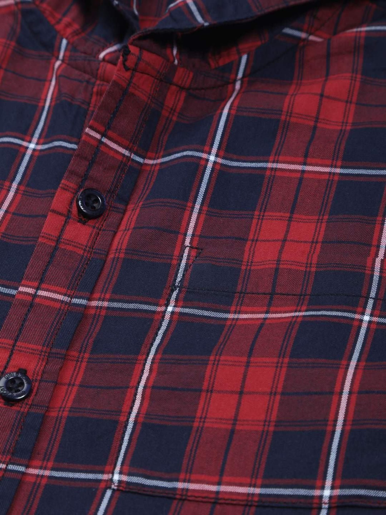 Gini & Jony Kids Red & Black Cotton Chequered Full Sleeves Shirt