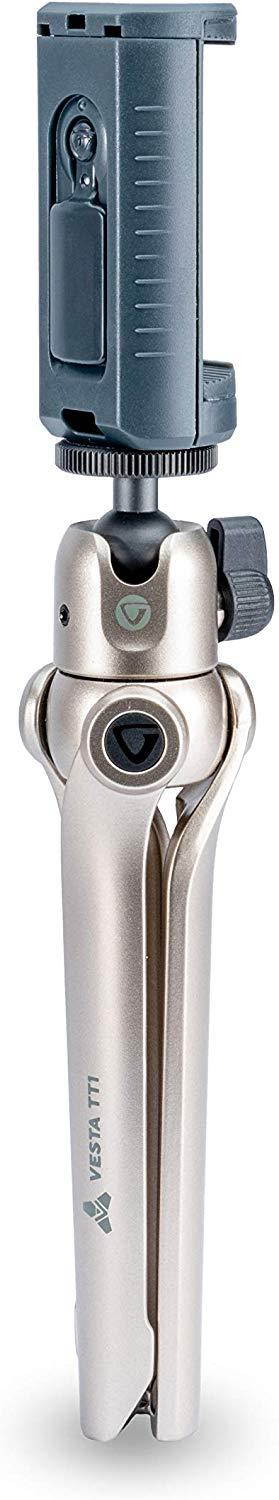 VANGUARD Vesta TT Aluminum Tabletop Tripod with Smart Phone Holder- Champagne (Vesta TT1 CHAM)