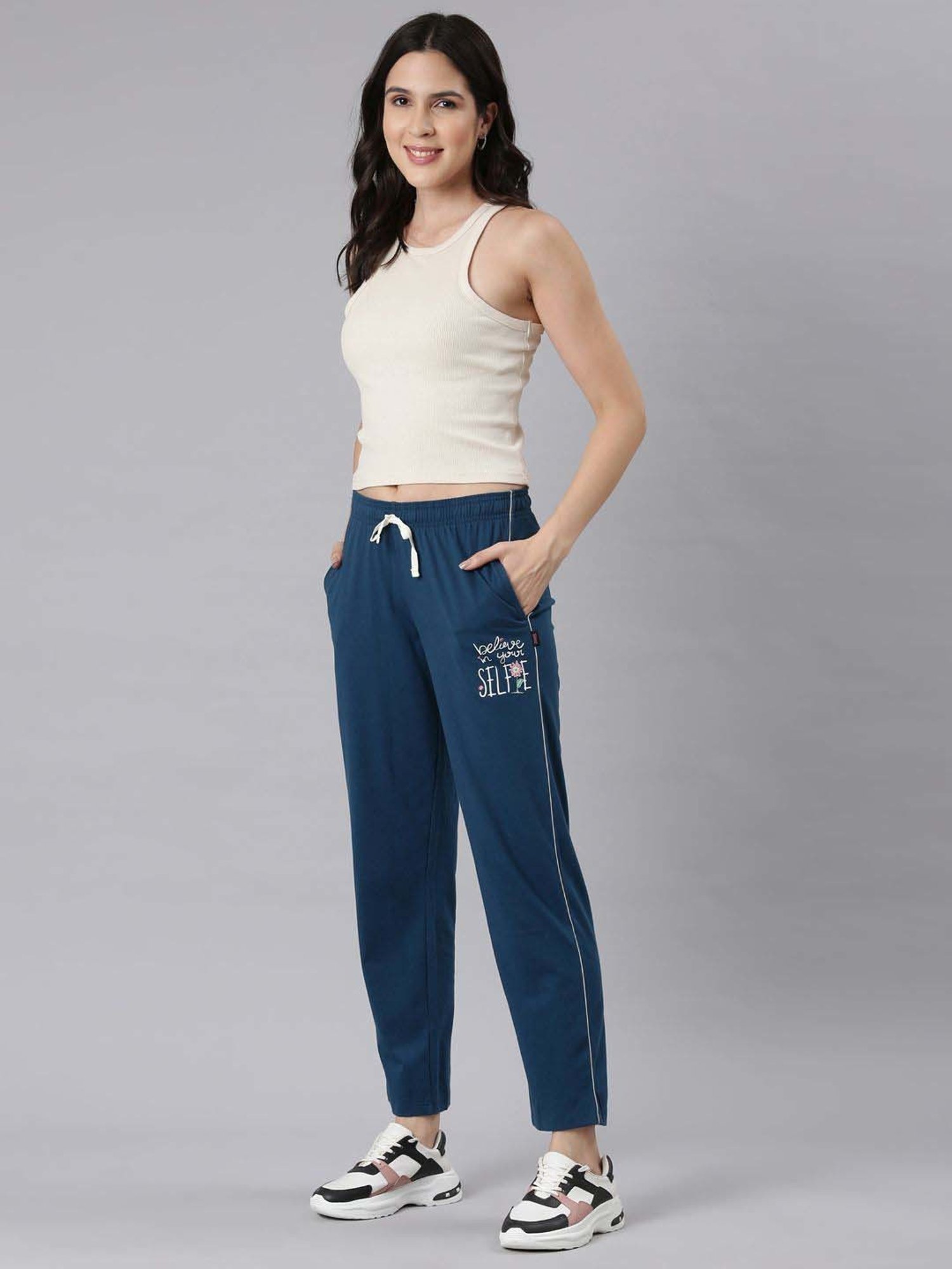 Dixcy Slimz Blue Printed Track Pants