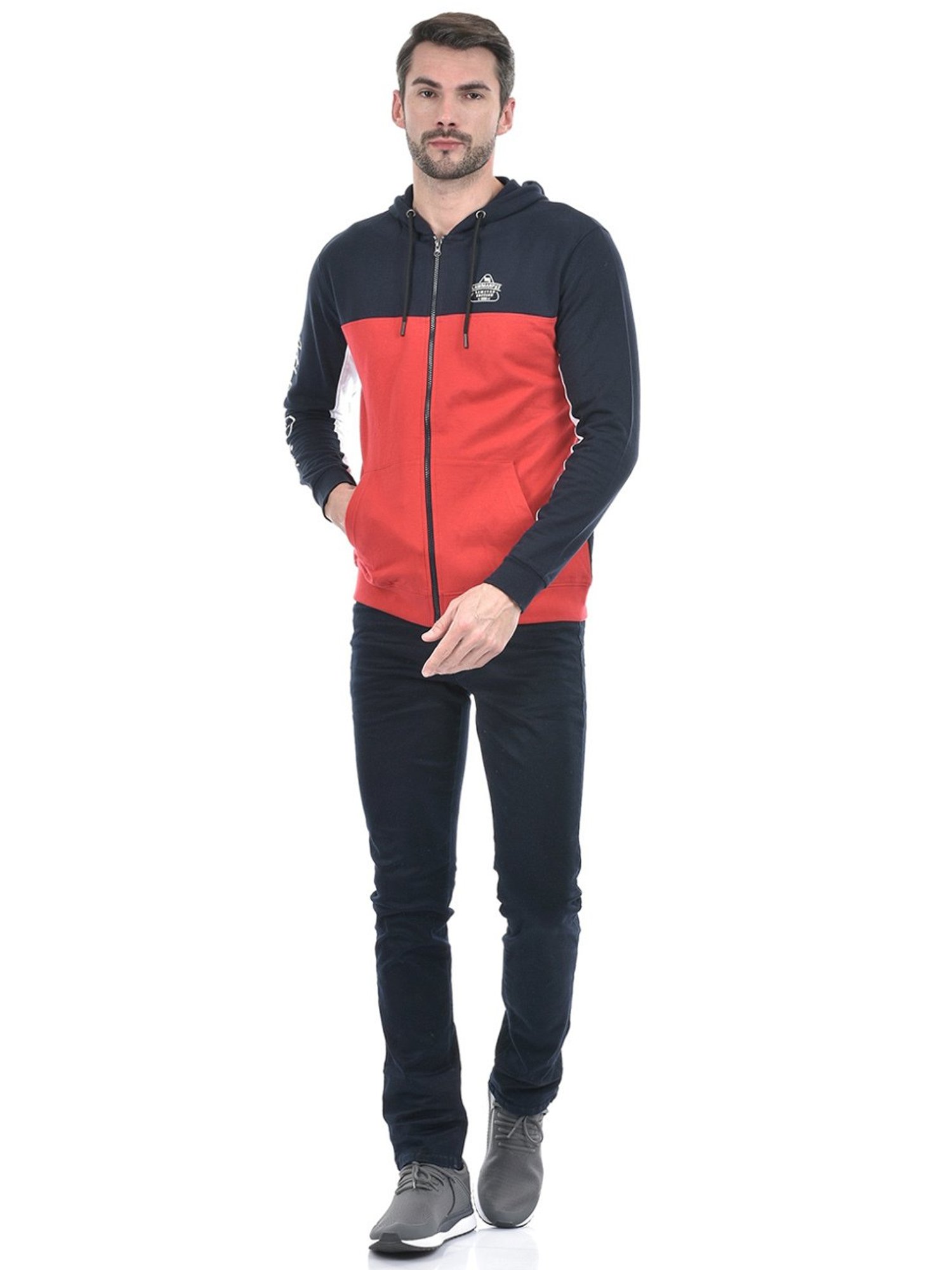 Lawman Multicolored Regular Fit Colour Block Hooded Sweatshirts