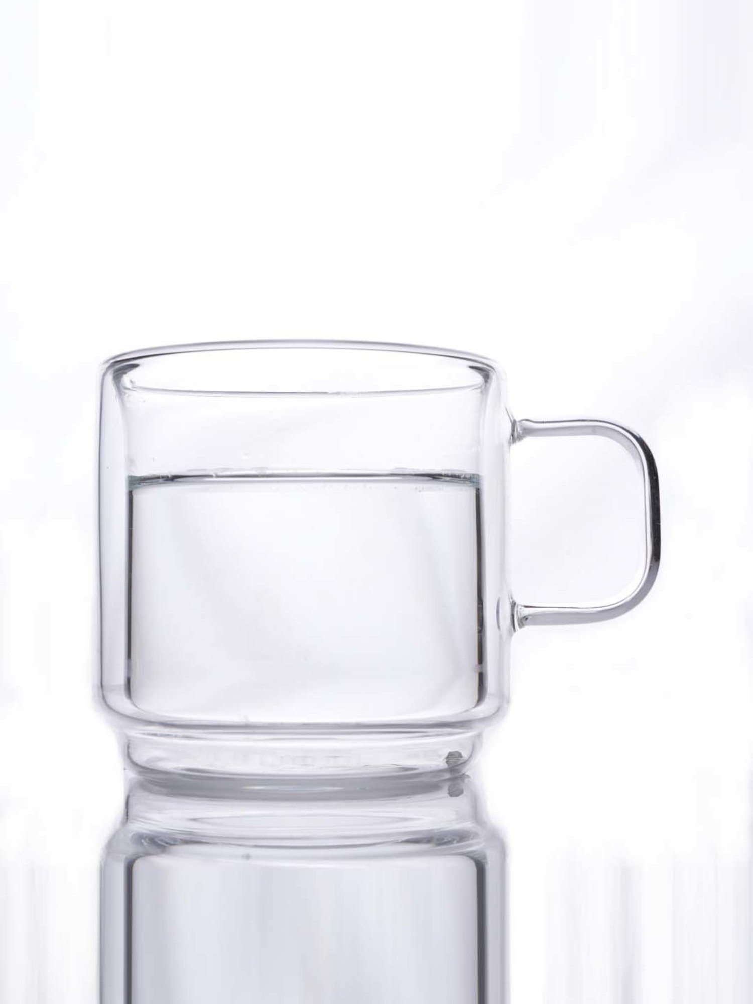 Femora Double Wall Transparent Glass Heat Resistant Coffee Mugs With Handle (0.28 L) - Set of 6