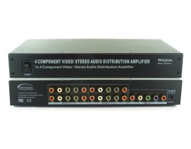 1:4 Shinybow Component Video / Analog Audio Amplifier Splitter
