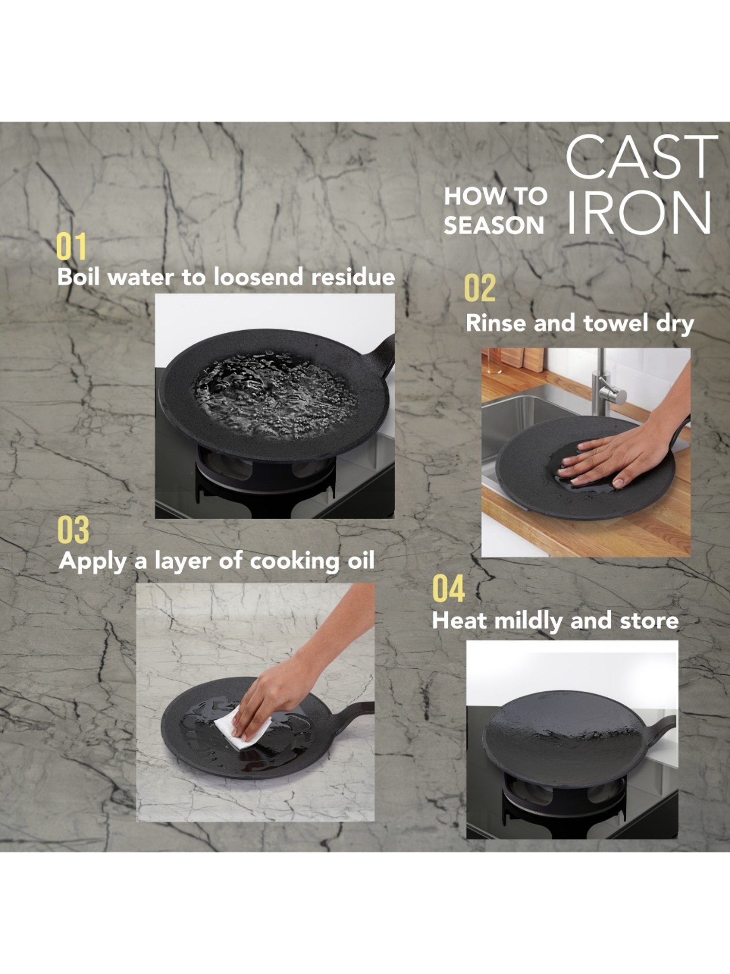 Sumeet Gold Series Pre Seasoned Cast Iron Concave Tawa for Roti 27cm 1.8kg, Gas & Induction-Friendly