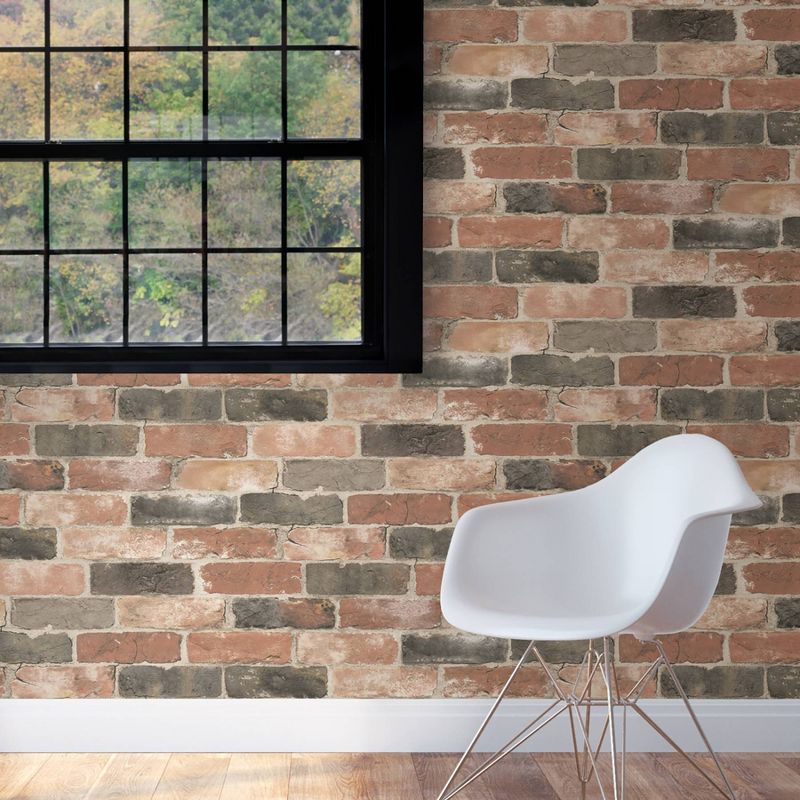 NuWallpaper Newport Reclaimed Brick Peel & Stick Wallpaper Craftsmen Brown