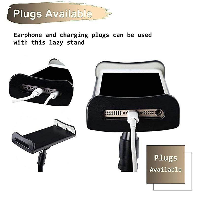 amp Tablet 2 in 1 Stand Holder Clip with Grip Flexible Long Arm Gooseneck Bracket Mount Clamp Compatible with PadiPhone X8766s Plus Samsung S8S7  Kindle Fire HD and More Black