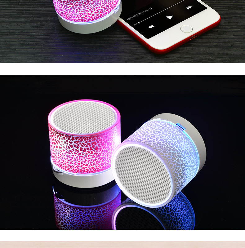 Superb Sound Large 45mm Driver Mini Music Bluetooth Speaker with USB Cable Wireless Portable Sound Box Subwoofer Speaker with Mic & Colorful LED Light small crack