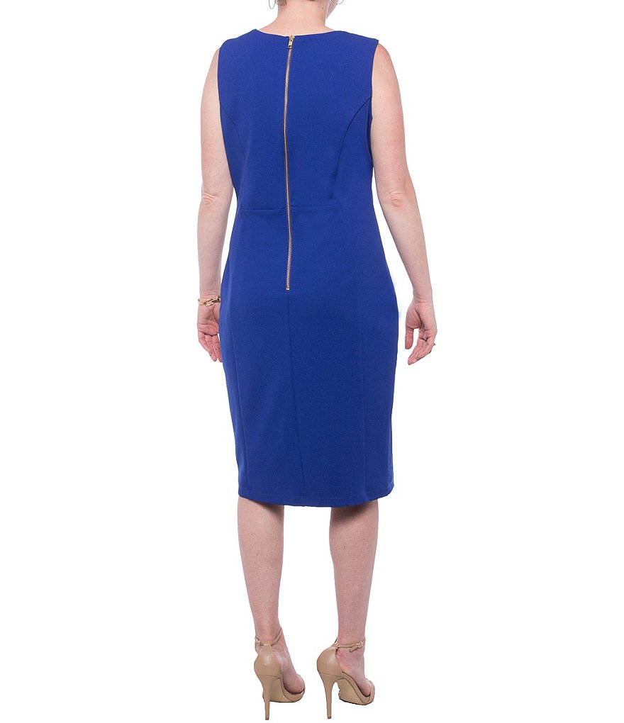 Marina Scoop Neck Sleeveless Stretch Crepe Sheath Dress
