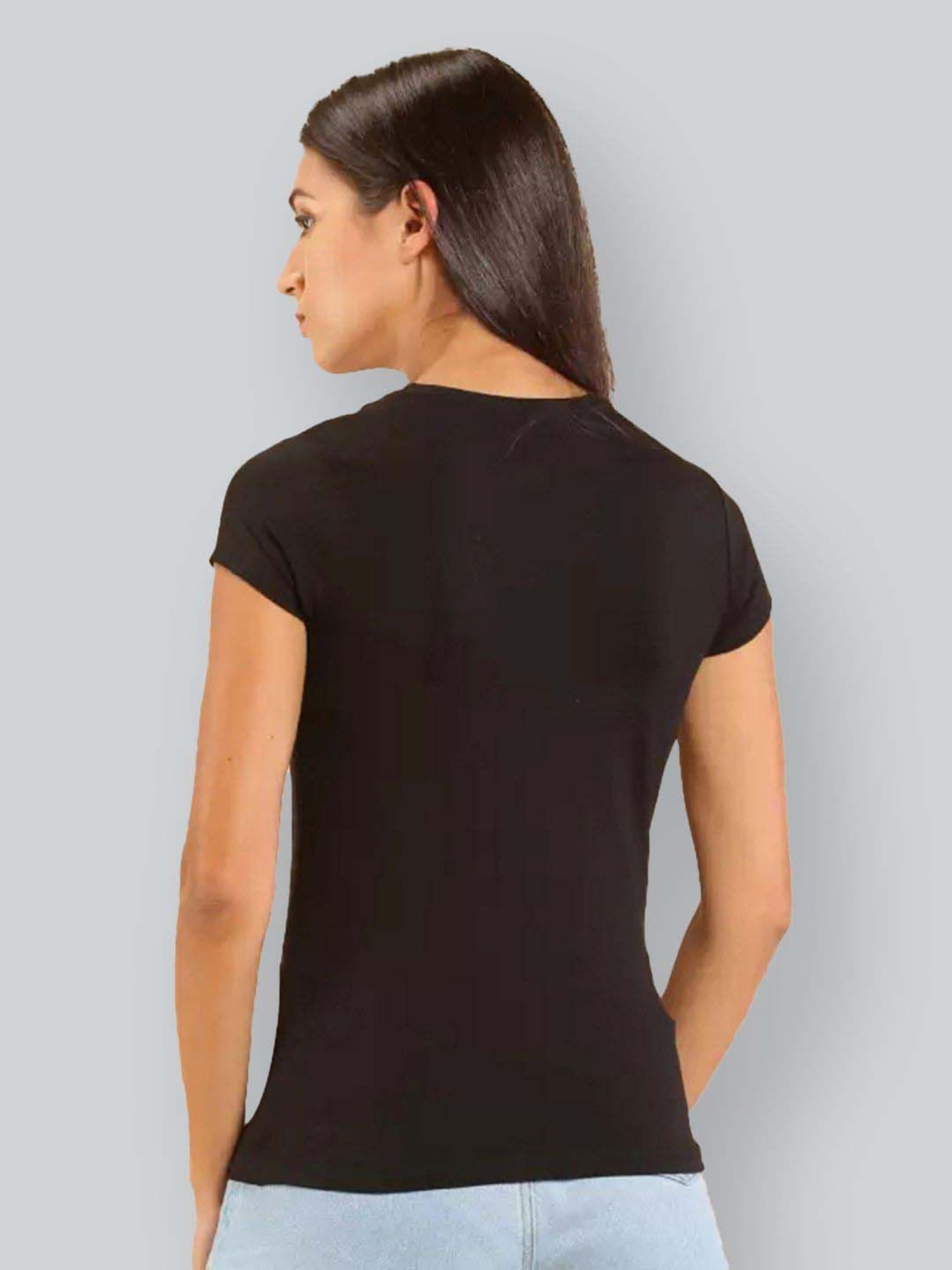 Lyra Black Cotton Printed T-Shirt