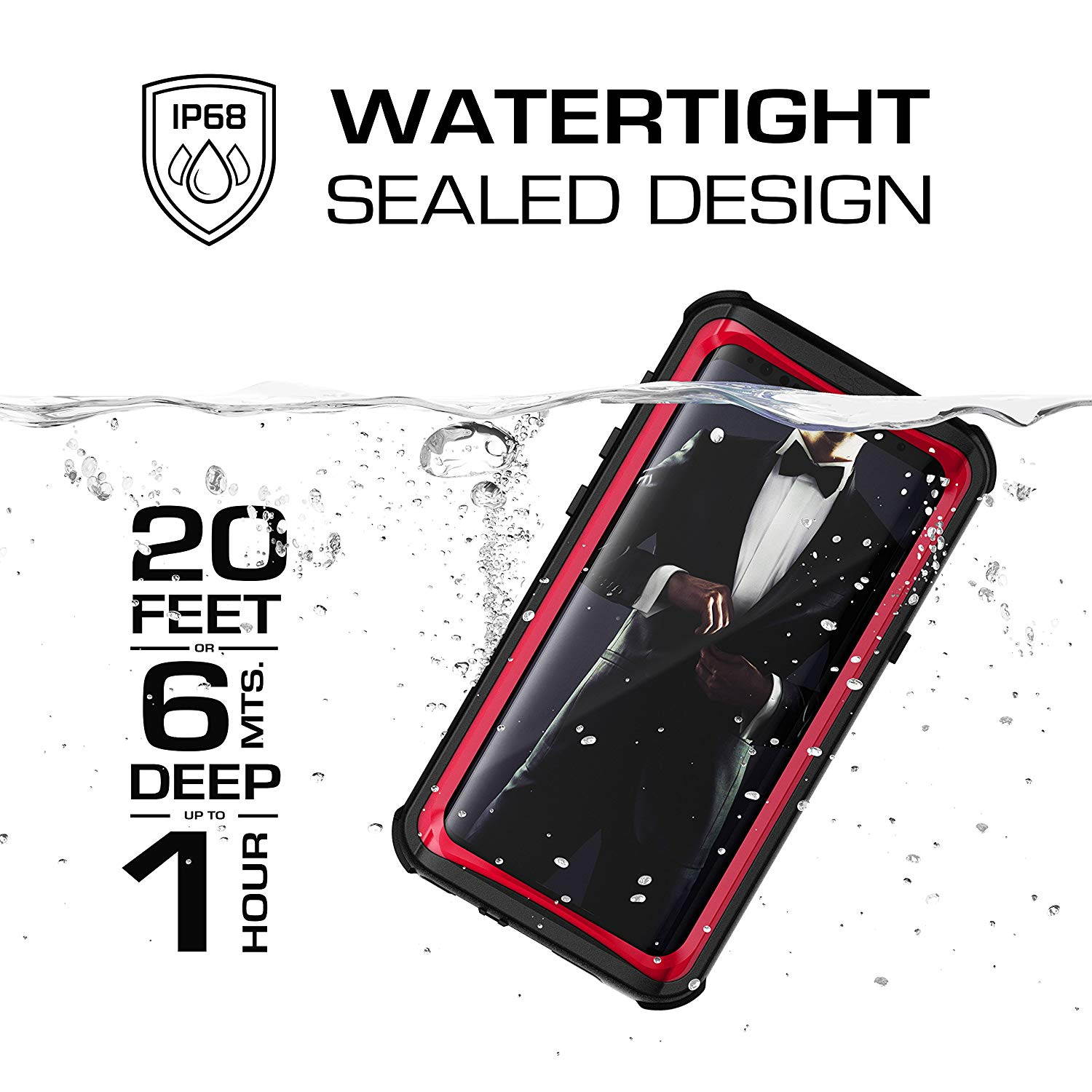 Ghostek Nautical Galaxy S9 Plus Waterproof Case with Screen Protector Slim Extreme Heavy Duty Protection Tough Shockproof Full Body Underwater Watertight Seal for 2018 Galaxy S9+ (6.2 Inch) - (Black)