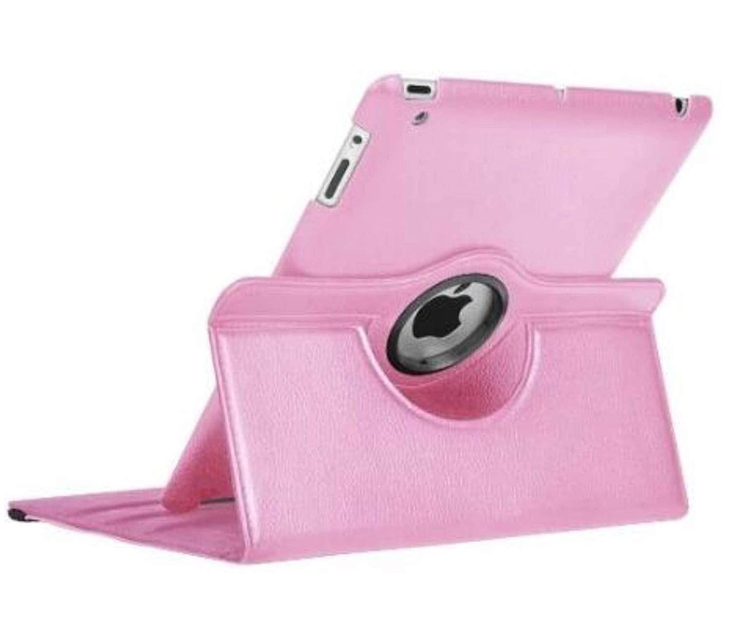 Ipad Case 360 Degrees Rotating Stand Leather Magnetic Smart Cover Case for Ipad 2 / 3 / 4 Generation Case with Bonus Screen Protector, Stylus and Cleaning Cloth (Plain pink )