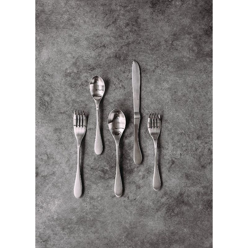 Knork Original 45 Piece Service for 8 18/0 Stainless Steel Dishwasher Safe Silverware Cutlery Utensil Flatware Set, Matte Silver