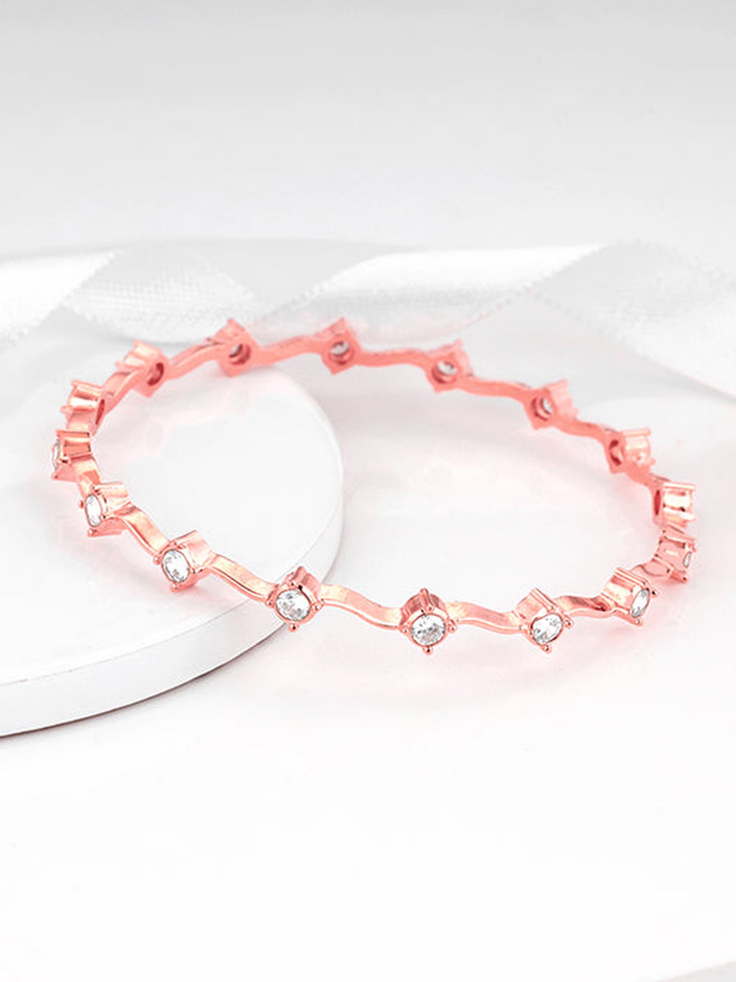 GIVA 925 Silver Rose Gold Glimmering Statement Bangle for Women & Girls