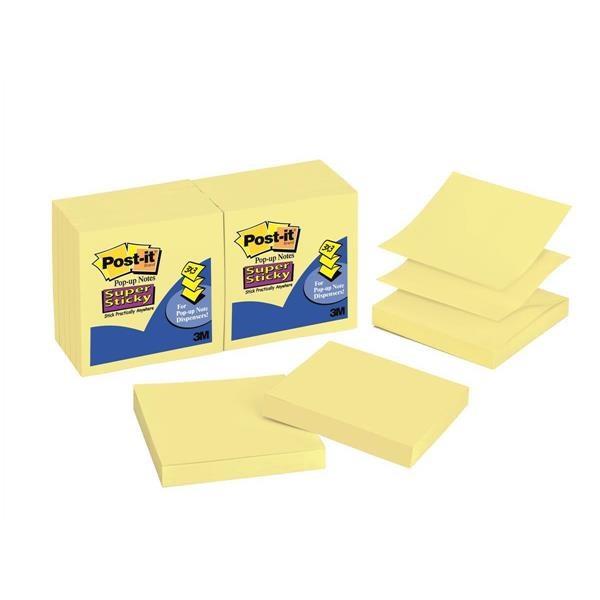 Post-it Pop-up 3 x 3 Note Refill Canary Yellow 90-Sheet 12/Pack R33012SSCY