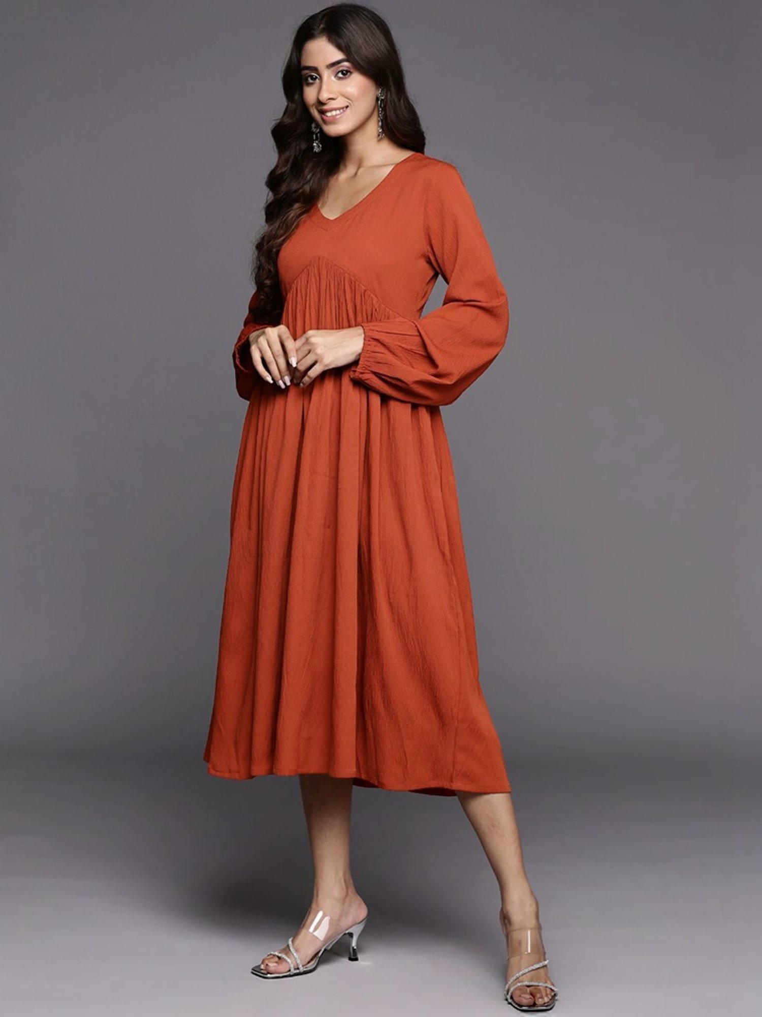 Varanga Rust A-Line Dress