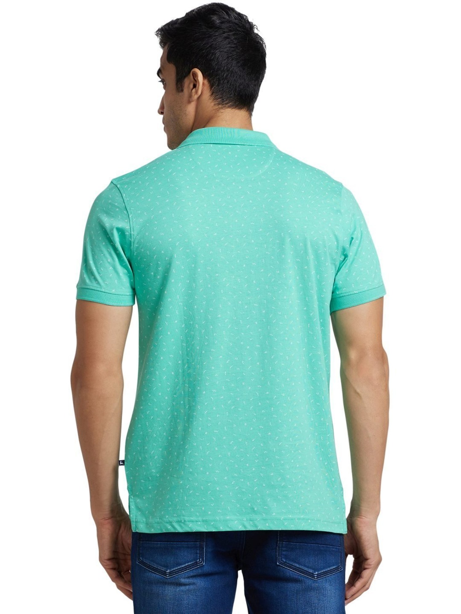Parx Green Regular Fit Printed Polo T-Shirt