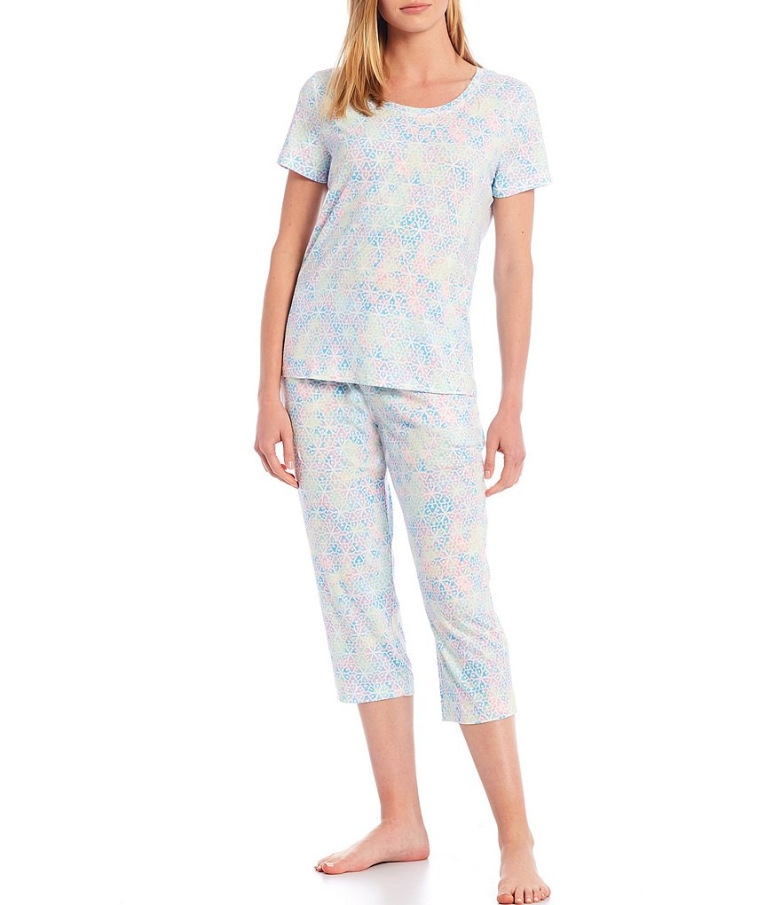 Sleep Sense Wallpaper Print Short Sleeve Jersey Knit Coordinating Sleep Tee