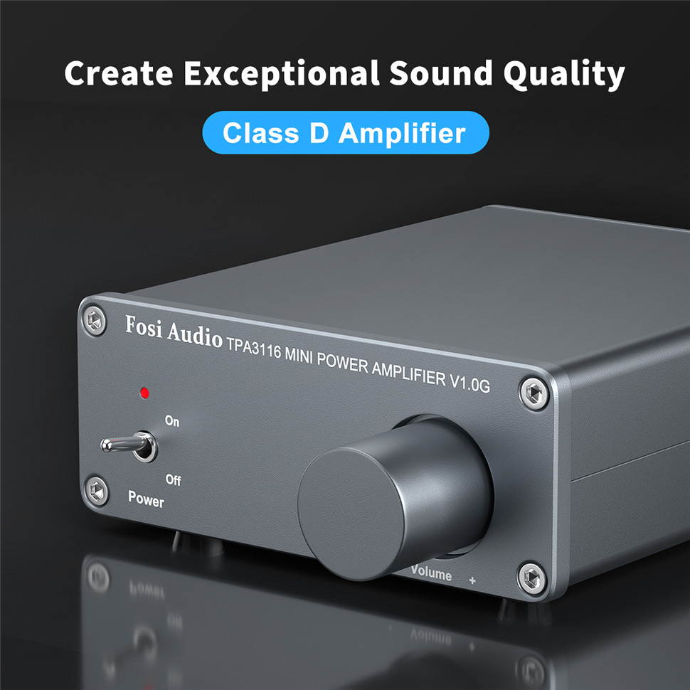 2 Channel Stereo Audio Class D Amplifier Mini Hi-Fi Professional Digital Amp for Home Speakers 50W x 2 - V1.0G