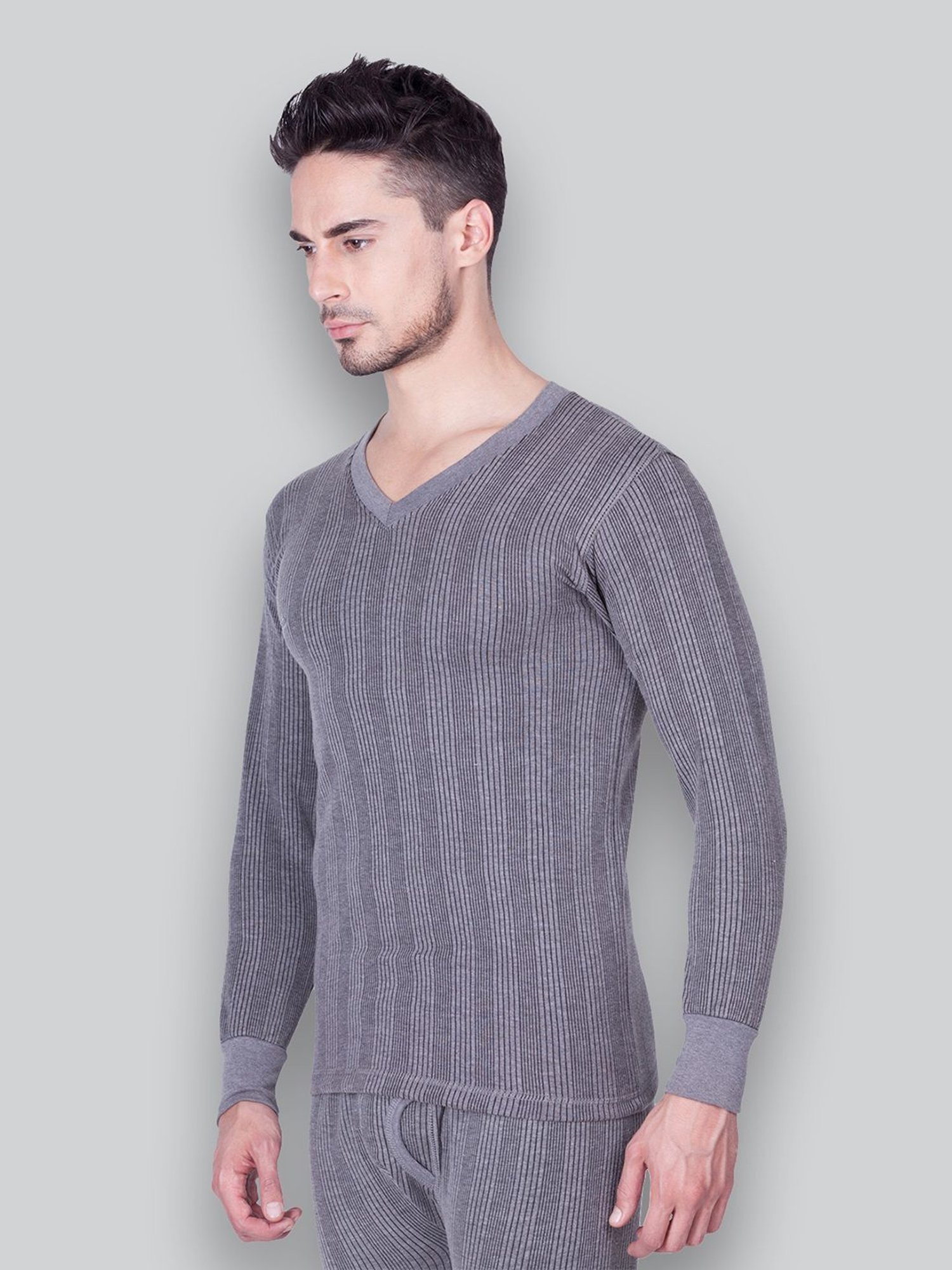 LUX Inferno Charcoal Skinny Fit Striped Thermal Top - Pack of 2