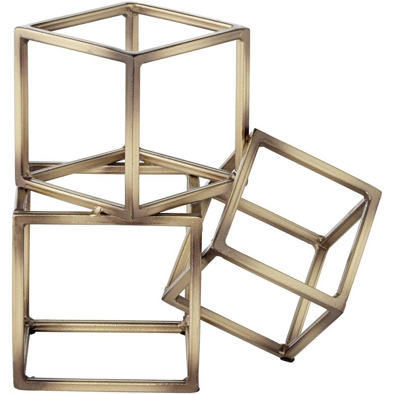 Studio 55D Tricube Antique Brass Finish 7 1/2" High Geometric Bookends