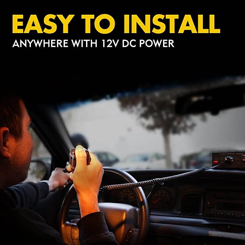 12V 100W Slim Warning Speaker 7 Tone Police Siren PA System Set wHandheld Microphone for Emergency Vehicles