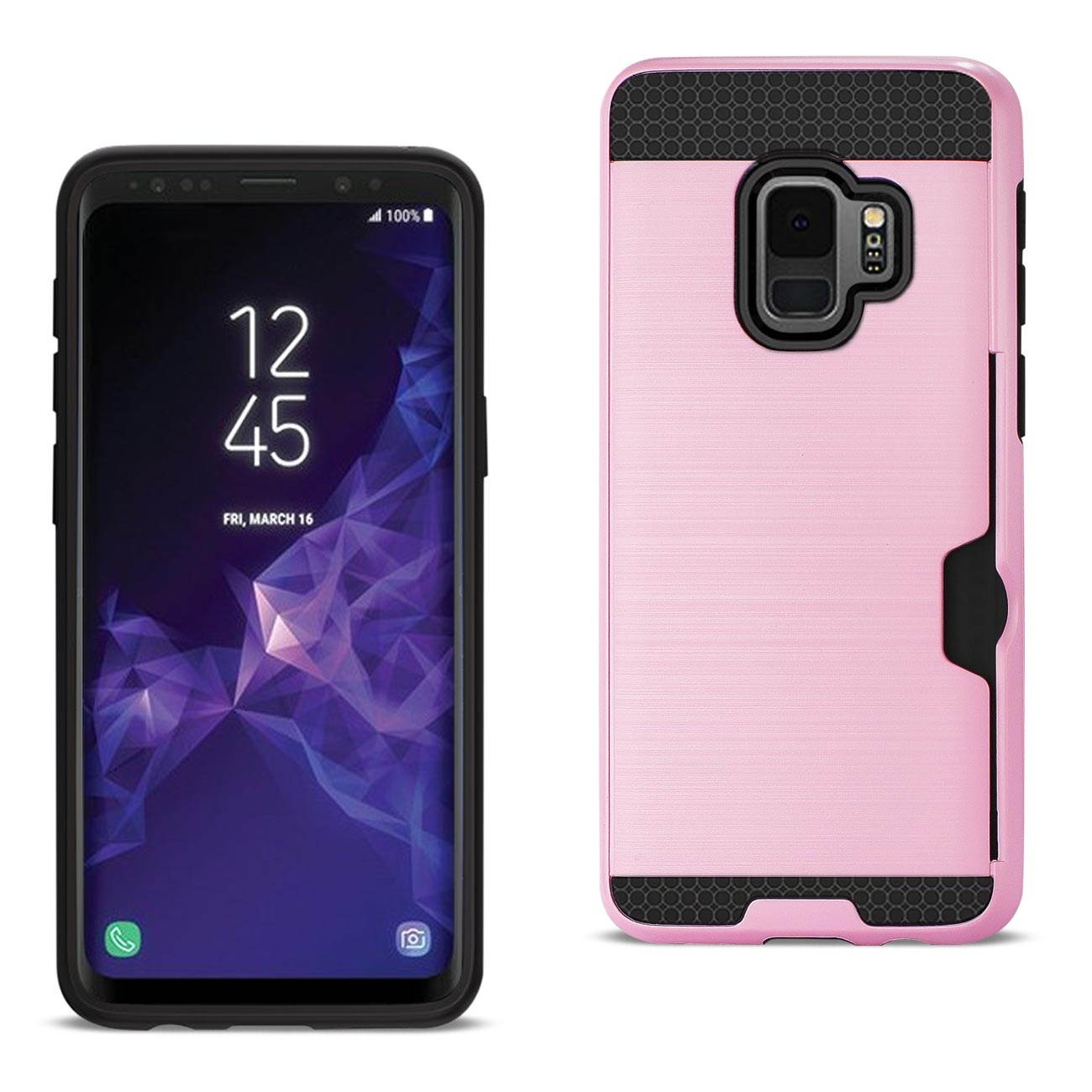 Reiko Samsung Galaxy S9 Hybrid Case With Card Holder In Pink