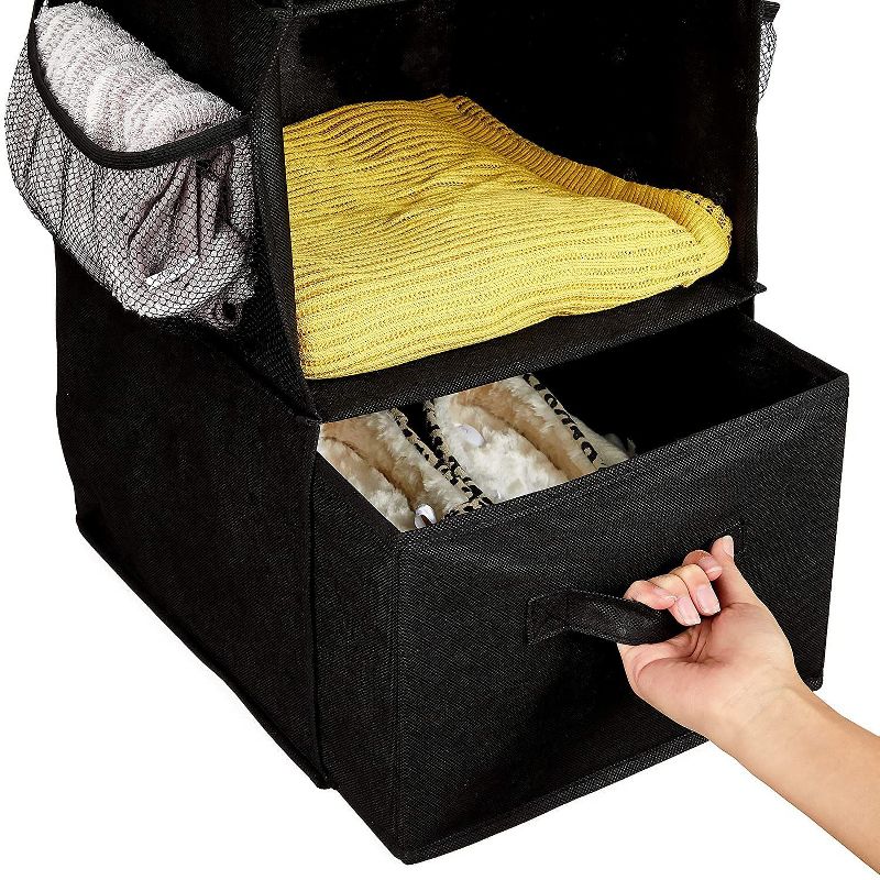 Farmlyn Creek 4-Shelf Hanging Closet Organizer with Pockets, Black (12 x 11.5 x 33.6 in)