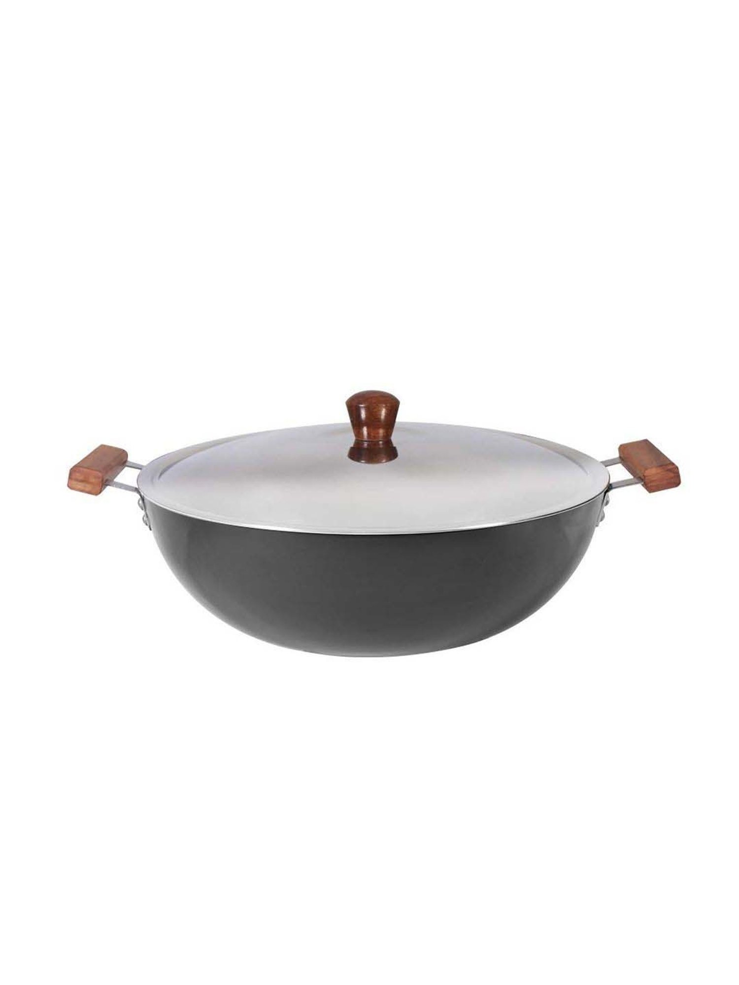 Wonderchef Ebony Aluminium Hard Anodized 30cm Deep Kadhai with Lid