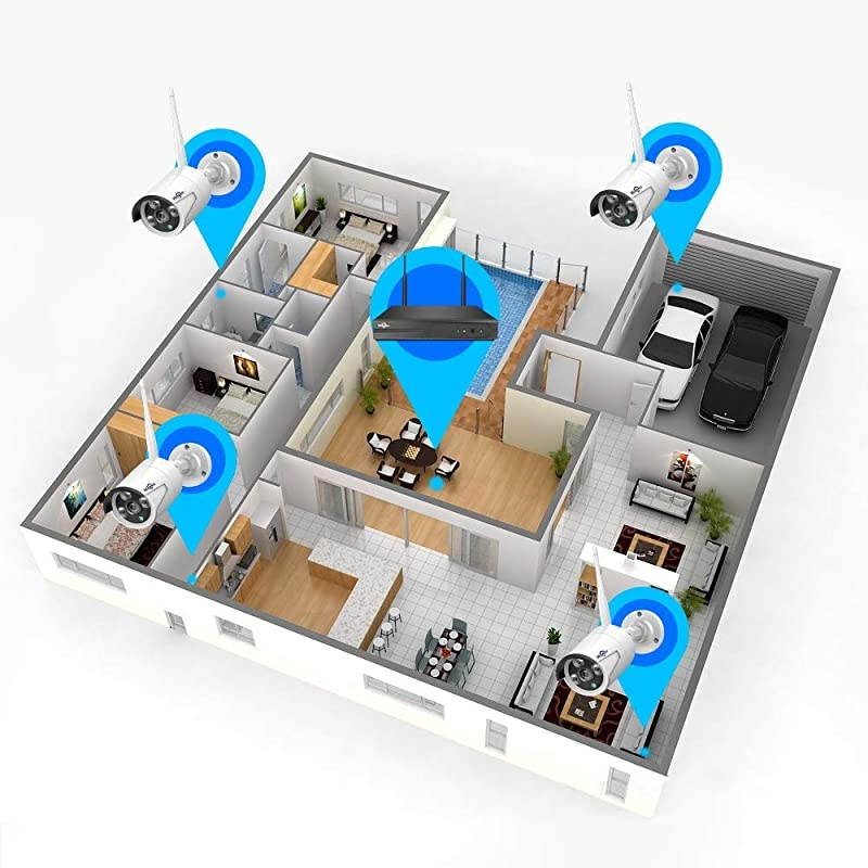 Add on 3MP 1080P Outdoor Wireless Security Camera, Waterproof Outdoor Indoor 3.6mm Lens IR Cut Day & Night Vision with Power Adapter, Compatible with  8CH Wireless Security Camera System