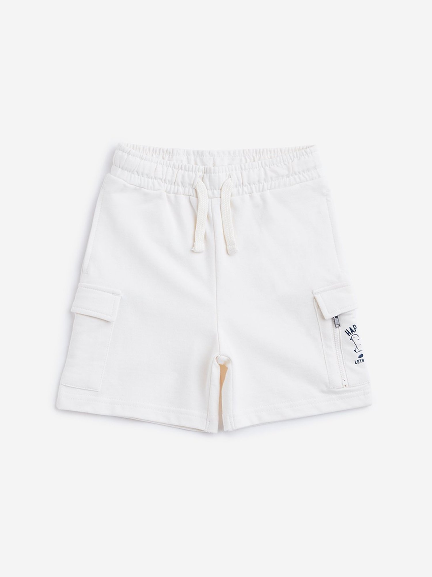 HOP Kids by Westside Off-White Cargo-Style Mid Rise Shorts