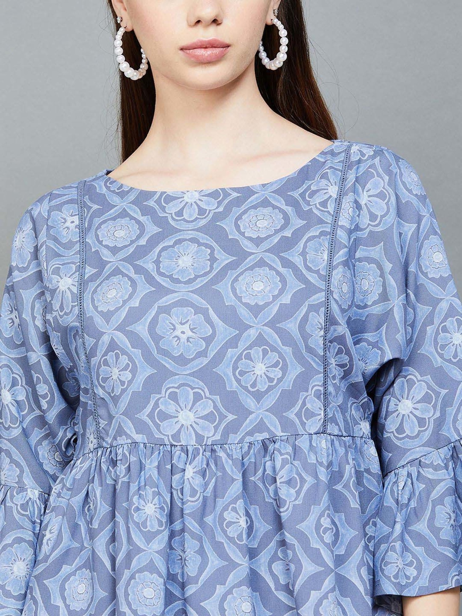 Colour Me by Melange Blue Printed Top