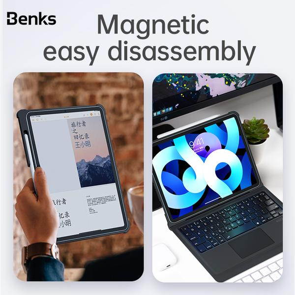 Benks - Ipad Bluetooth Keyboard  Case  Compatible for AIR 3 / PRO 10.5(2019),  Folio Smart Soft Silicone Protective Cover,  Built-in Pencil Holder - Thin Slim & light Smart Folio Case - Tablet Case