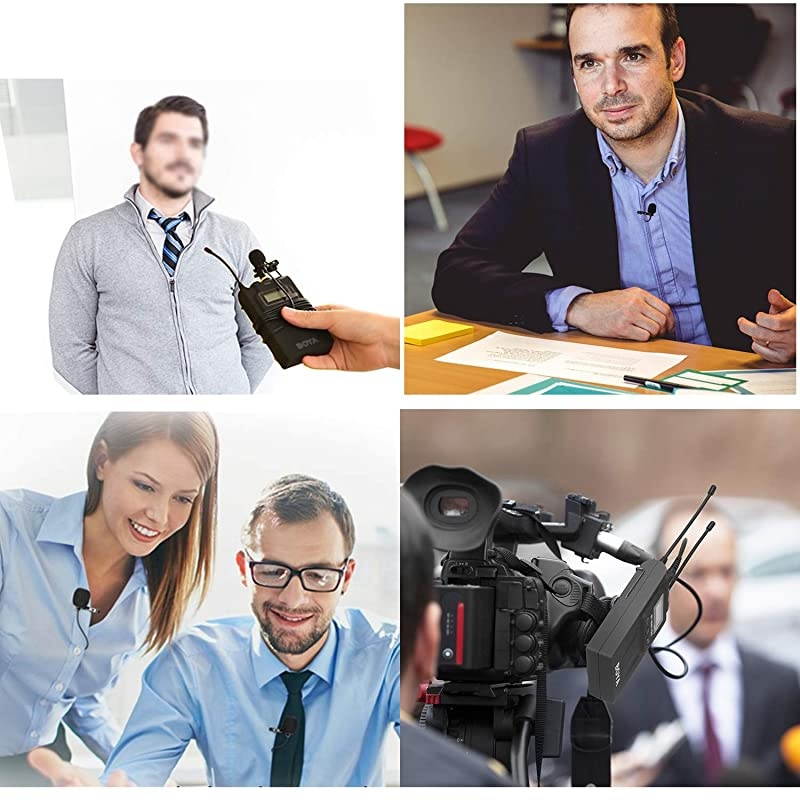 Wireless Lavalier Microphone System for iPhone 11 8 x 7 6 Camera,  Dual-Channel 2 Transmitter & 1 Receiver for DSLR Recorder Samsung Smartphone Youtube Street Interview Facebook Livesteam Vblog