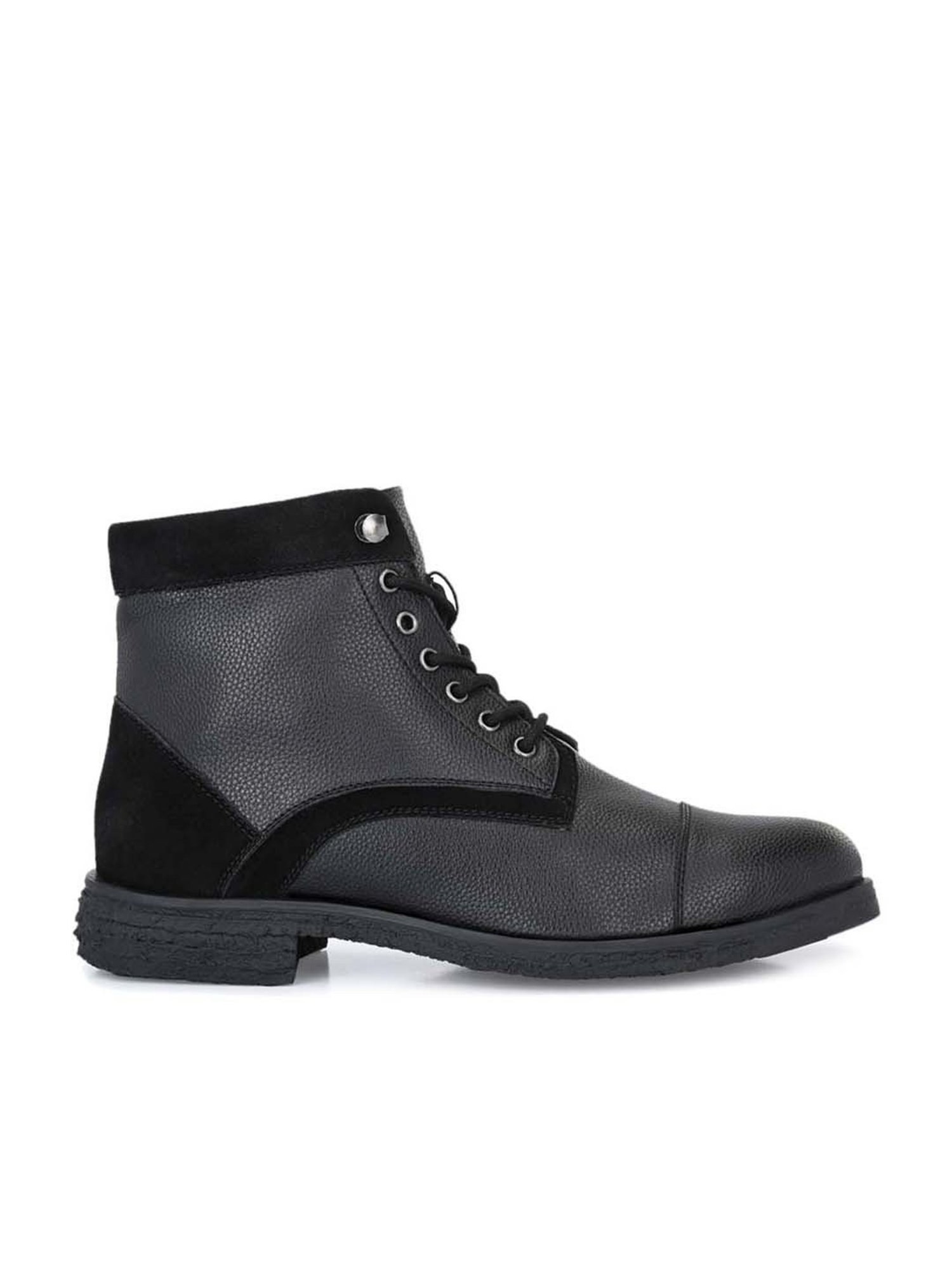 El Paso Men's Black Derby Boots