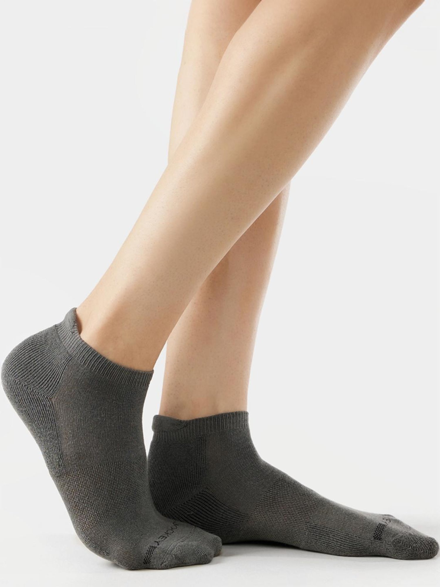 Jockey 7605 Grey Compact Stretch Cotton Crew Length Socks with Stay Fresh Treatment - Pack of 2