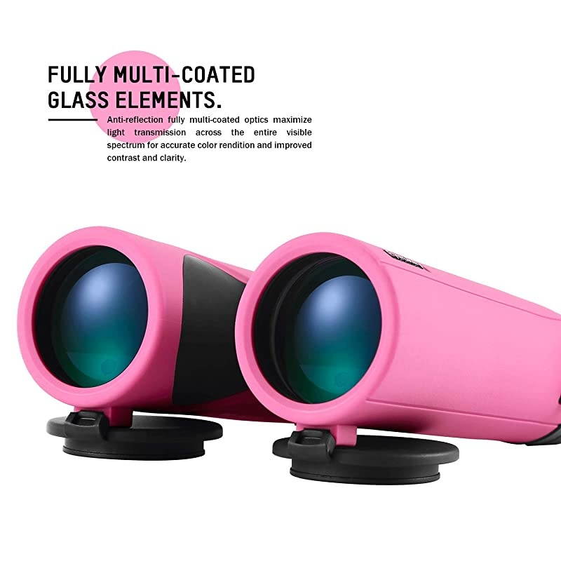 Bird Watching Binoculars for Adults Compact | Waterproof Fog Proof Binoculars for Outdoor Games Hunting | Clear LowLight Vision | Wide Field of View | Professional Sports Optics Pink10X42