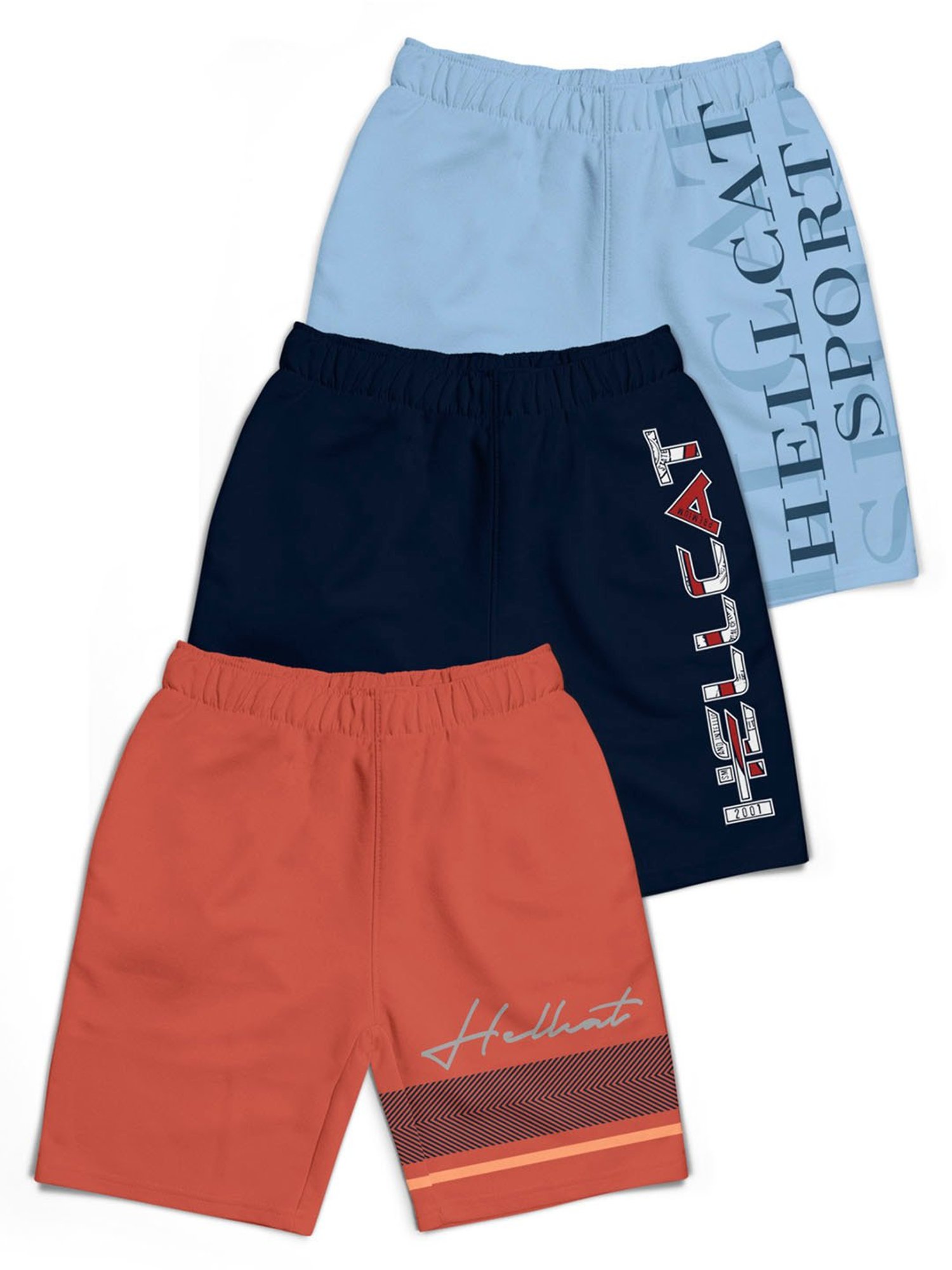 HELLCAT Boys Multi Printed Shorts (Pack Of 3)