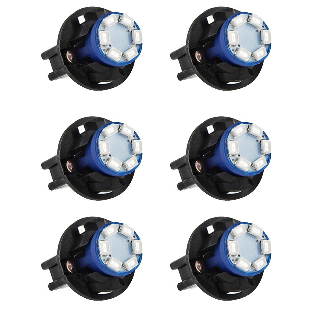 10 PCS 12V T10 SMD 1210 6 LEDs Twist Socket Instrument Panel Light LED Gauge Cluster Bulbs Dashboard Lamp with Holder (Blue)