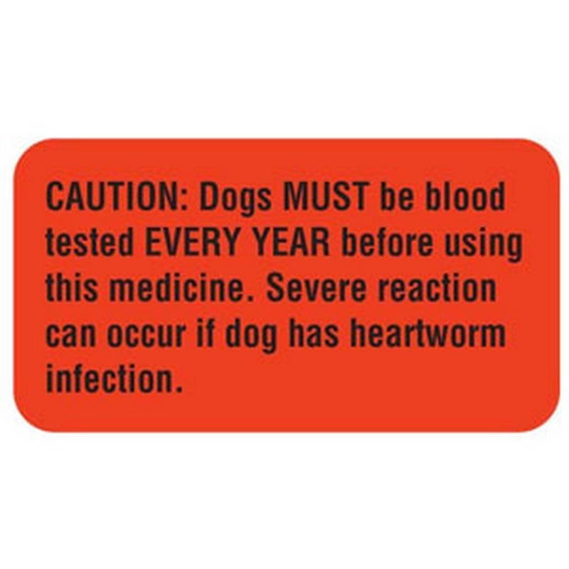 Dogs Must Be Tested 1-5/8" x 7/8" Fl-Red Label (Roll of 560)