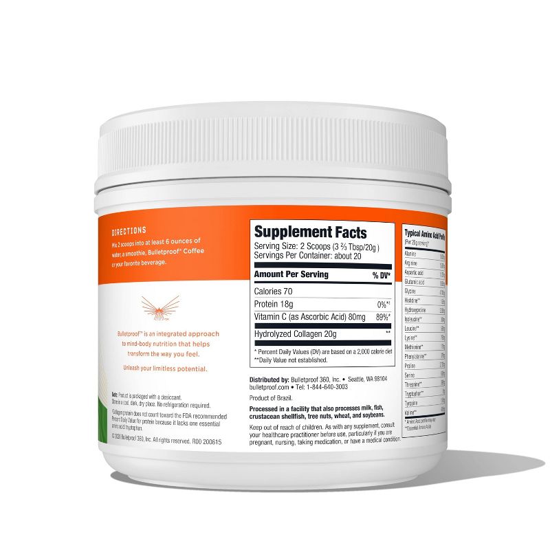 Bulletproof Unflavored Collagen Dietary Supplement - 14.3oz