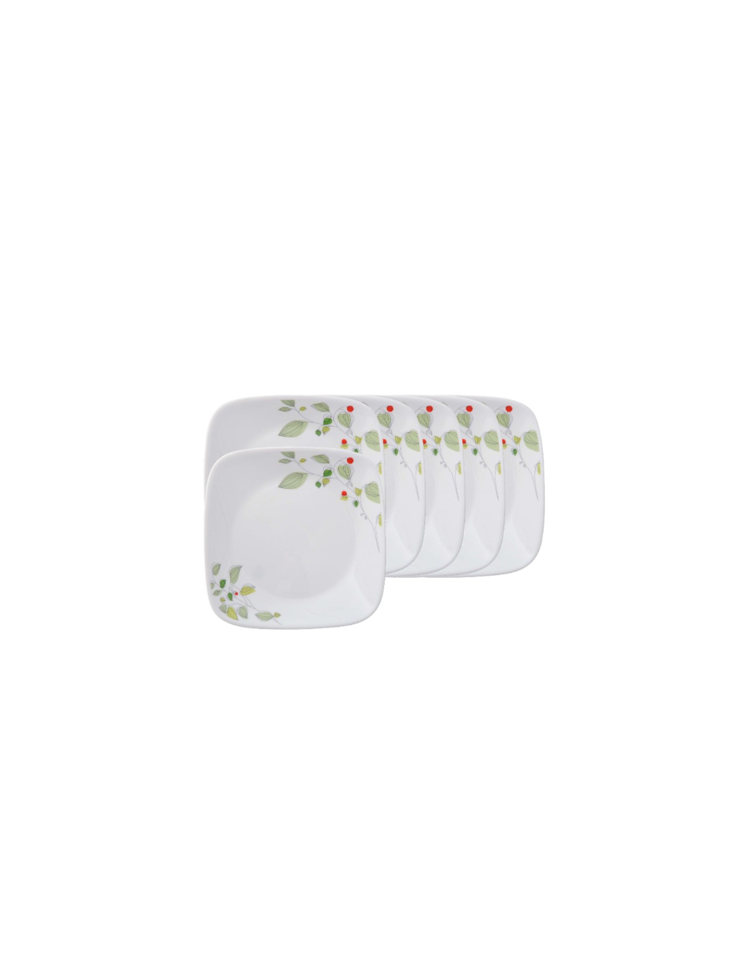 Corelle Asia Green Breeze 17cm Square Round Small Plate Pack of 6