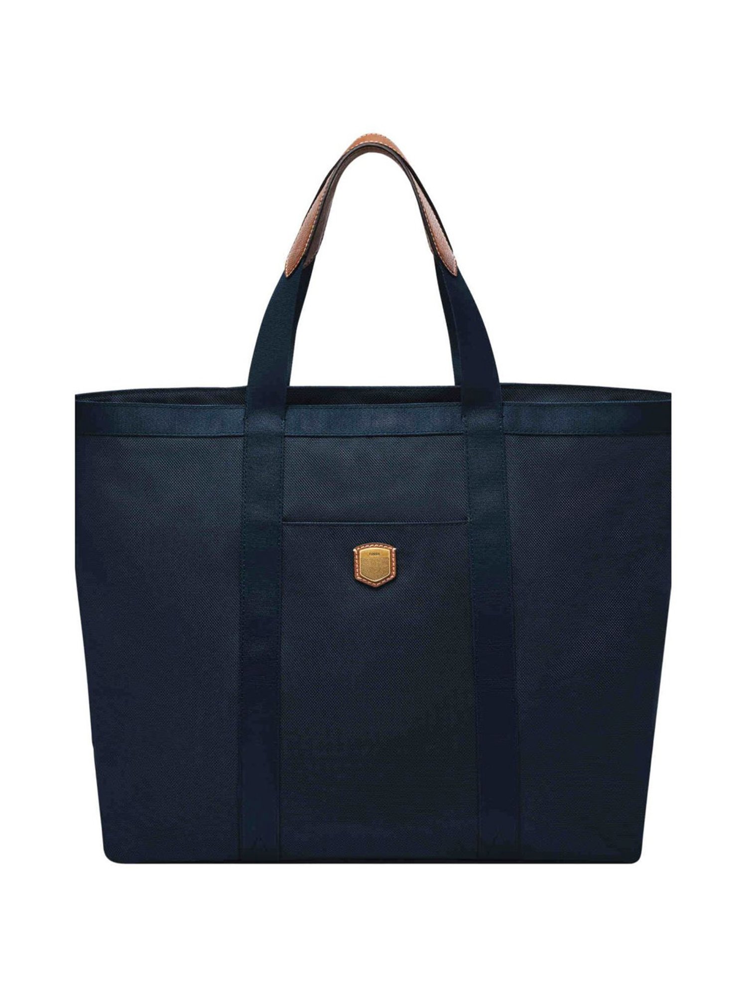Fossil Hayes Navy Blue Nylon Solid Tote Handbag