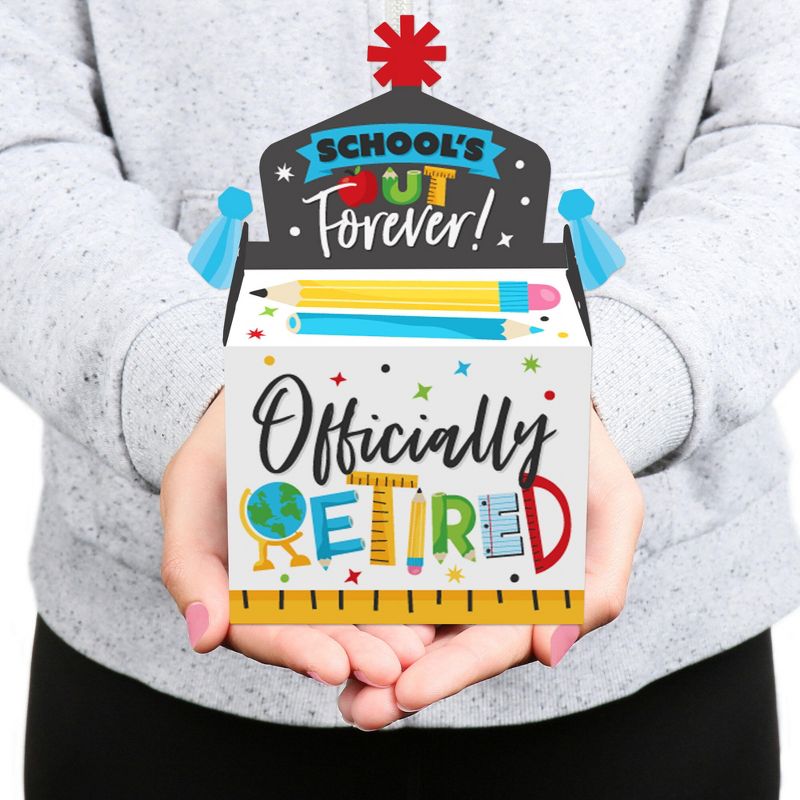 Big Dot of Happiness Teacher Retirement - Treat Box Party Favors - Happy Retirement Party Goodie Gable Boxes - Set of 12