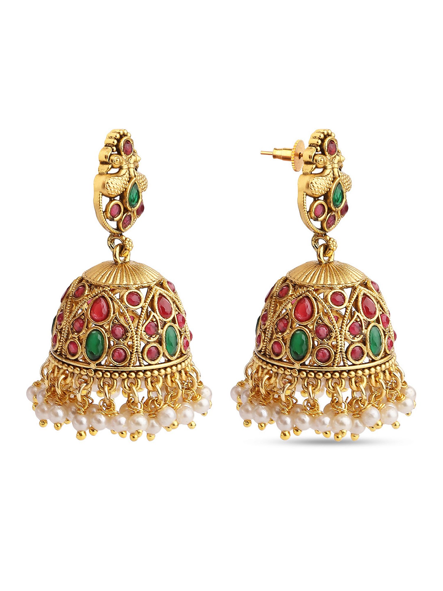Fida Peacock Multi Jhumki Earrings