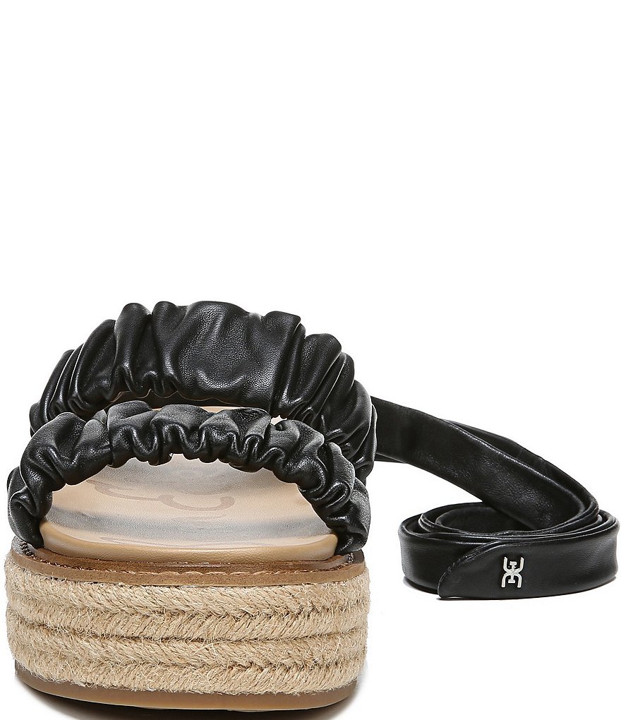 Sam Edelman Kerin Ruched Leather Espadrille Platform Sandals